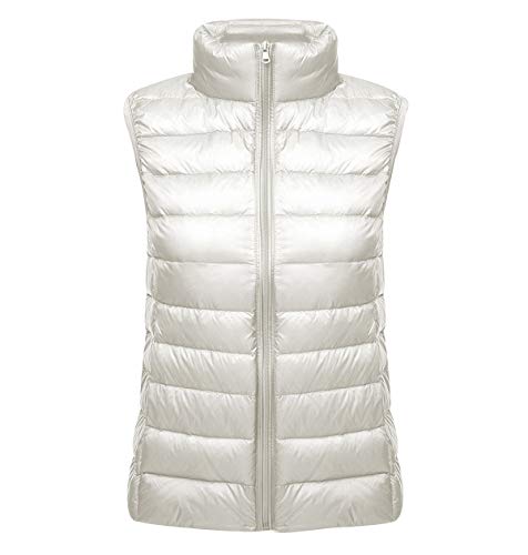 Leichte Daunenweste Damen Steppweste Leicht Ärmellose Daunen Weste Damen Dünne Übergröße Ultraleicht Light Daunenjacke Ärmellos Daunenmantel Steppjacke Ultraleichte Große Größen Winter Weiß M von Pengniao