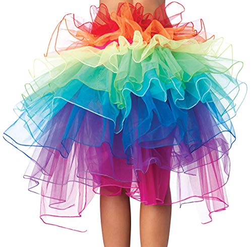 Regenbogen Tüllrock Damen Lang Tüll Röcke Tutu Rock Tütü Petticoat Unterrock Tüllröcke Outfit Karneval Ballett Tütüs Kostüm Erwachsene Prinzessin Fasching 50er Rockabilly Tüllröckchen Party Hochzeit von Pengniao