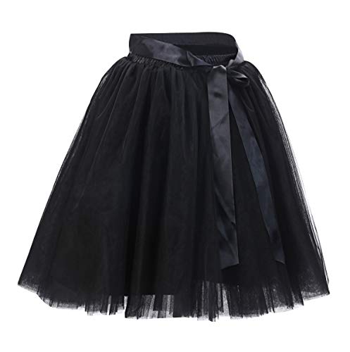 Tüllrock Damen Tüll Röcke Tütü Tutu Erwachsene Rock Tüll Petticoat Unterrock Tüllröcke Kurz Karneval Ballett Tutu Kostüm Tütüs Fasching Tüllrock Prinzessin Tüllröckchen 50er Rockabilly Schwarz von Pengniao