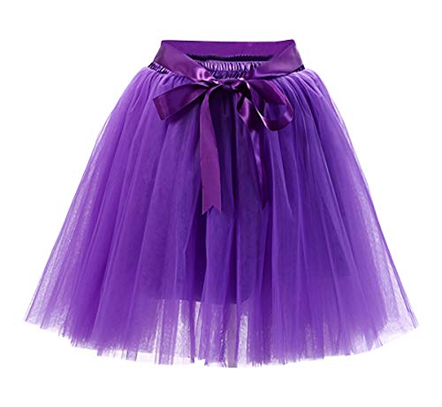 Tüllrock Damen Tüll Röcke Tütü Tutu Erwachsene Rock Tüll Petticoat Unterrock Tüllröcke Kurz Karneval Ballett Tutu Kostüm Tütüs Fasching Tüllrock Prinzessin Tüllröckchen 50er Rockabilly Violett von Pengniao