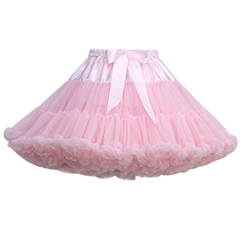 Tüllrock Damen Tutu Rock Tüll Röcke Tütü Petticoat Unterrock Tüllröcke Outfit Kurz Karneval Ballett Tutu Kostüm Erwachsene Tütüs Prinzessin Fasching 50er Rockabilly Party Hochzeit Vintage Rosa von Pengniao