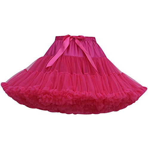 Tüllrock Damen Tutu Rock Tüll Röcke Tütü Petticoat Unterrock Tüllröcke Outfit Kurz Karneval Ballett Tutu Kostüm Erwachsene Tütüs Prinzessin Fasching 50er Rockabilly Party Hochzeit Vintage Rosa von Pengniao