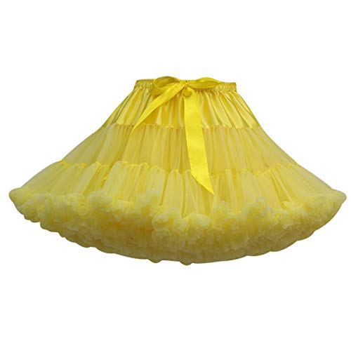 Tutu Rock Tüllrock Damen Tüll Röcke Tütü Petticoat Unterrock Tüllröcke Kurz Karneval Ballett Tutu Kostüm Erwachsene Tütüs Prinzessin Fasching 50er Rockabilly Tüllröckchen Party Hochzeit Gelb von Pengniao