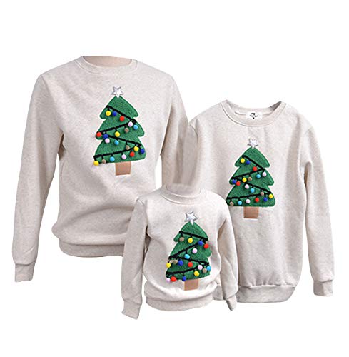 Weihnachtspullover Familie Pulli Pullover Weihnachten Herren Sweatshirt Pullis Sweater Damen Kinder Jumper Weihnachtspullis Christmas Rentier Weihnachts Xmas Winterpullover Jungen Mädchen Grau von Pengniao