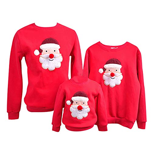 Weihnachtspullover Familie Pulli Pullover Weihnachten Herren Sweatshirt Pullis Sweater Damen Kinder Jumper Weihnachtspullis Christmas Rentier Weihnachts Xmas Winterpullover Jungen Mädchen Rouge M von Pengniao