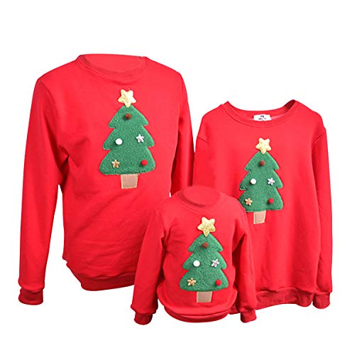 Weihnachtspullover Familie Pulli Pullover Weihnachten Herren Sweatshirt Pullis Sweater Damen Kinder Jumper Weihnachtspullis Christmas Rentier Weihnachts Xmas Winterpullover Jungen Mädchen Rouge M von Pengniao