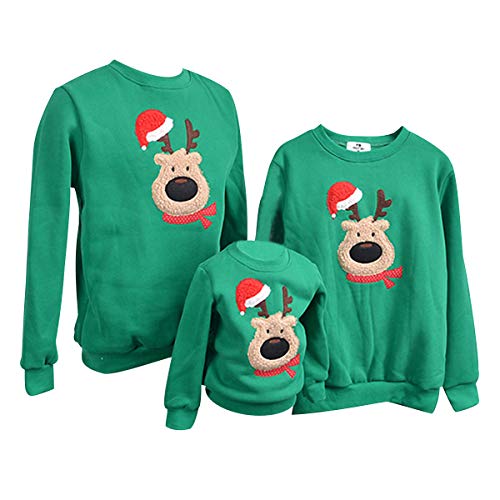 Weihnachtspullover Familie Pulli Pullover Weihnachten Herren Sweatshirt Pullis Sweater Damen Kinder Jumper Weihnachtspullis Christmas Rentier Weihnachts Xmas Winterpullover Jungen Mädchen Vert L von Pengniao