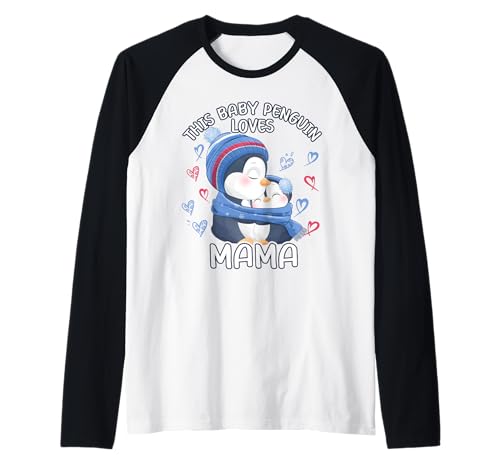 Dieser Babypinguin liebt Mama, Muttertag, Baby, Kleinkind Raglan von Penguin Love Mom Deers And Baby Youth