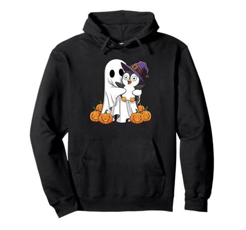 Lustiger Geist Pinguin Kürbis Halloween Kinder Herren Damen Pullover Hoodie von Penguin Lovers Cute Halloween Outfits for Boy Girl