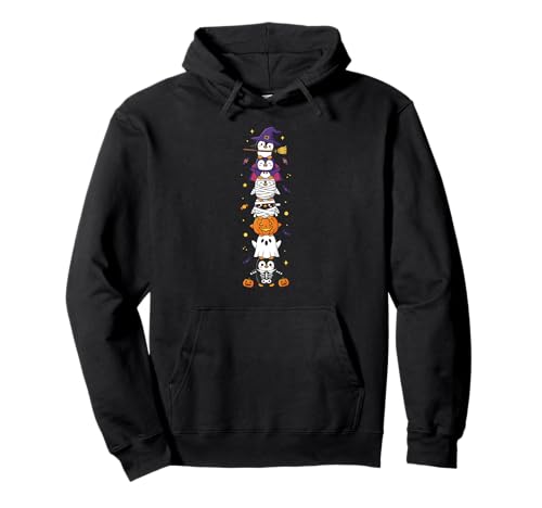 Lustiger Pinguin Hexe Vampir Geist Halloween Kinder Herren Damen Pullover Hoodie von Penguin Lovers Halloween Skeleton Mummy Outfits