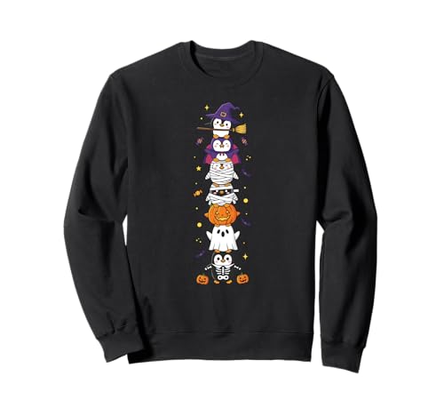 Lustiger Pinguin Hexe Vampir Geist Halloween Kinder Herren Damen Sweatshirt von Penguin Lovers Halloween Skeleton Mummy Outfits