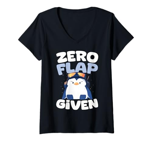 Damen Zero Flap Given Pinguin Pilot Flieger Lustiger Spruch T-Shirt mit V-Ausschnitt Damen Zero Flap Given Pinguin Pilot Flieger Lustiger Spruch T-Shirt mit V-Ausschnitt von Penguin Pilot Aviator Humor Slogan