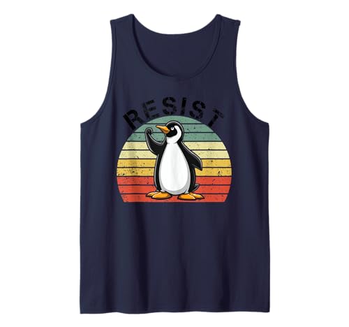 Herren Pinguin Resist Meme, Tariff Protest Meme, Flippers Up Tank Top Herren Pinguin Resist Meme, Tariff Protest Meme, Flippers Up Tank Top von Penguin Protest Humor