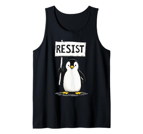 Herren Pinguin Resist Meme, Tariff Protest Meme, Flippers Up Tank Top Herren Pinguin Resist Meme, Tariff Protest Meme, Flippers Up Tank Top von Penguin Protest Humor
