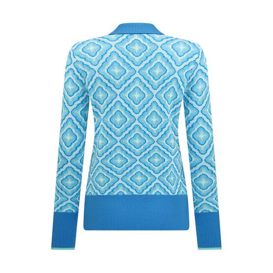 Penguin Lattice Jacquard Sweater Pullover Strick blau von Penguin