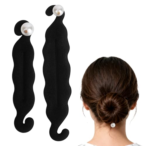 2 Stück Haarknoten Maker, 2 Größen Fauler Schwamm-Dutt-Lockenwickler mit Perle Haarformer Styling-Zubehör für Lange, Dünne, Lockige, Glatte, Gewellte Haare Geschenk für Frauen und Mädchen von Penitue