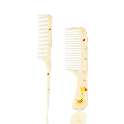 2 Stück Süße Kamm-Set für Mädchen, Feinzahnkamm & Stielkamm, Mini Kunststoffbürste für Kinder Frauen Alle Haartypen (Giraffe) von Penitue