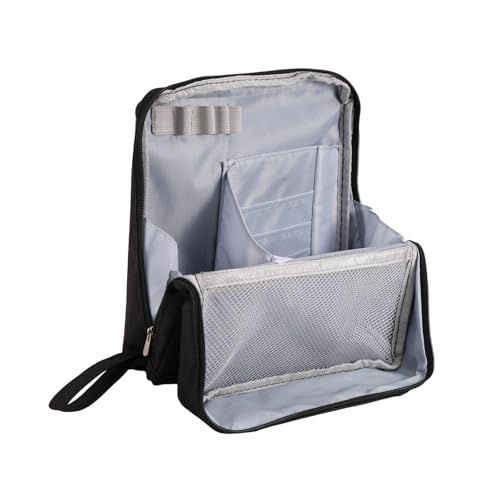 Stehende Make-up-Tasche, Großes Fassungsvermögen Kosmetiktasche mit Fächern Reise-Make-up-Organizer zur Aufbewahrung von Flüssiger Grundierung, Lippenstift, Stift, Schreibwaren (Schwarz) von Penitue