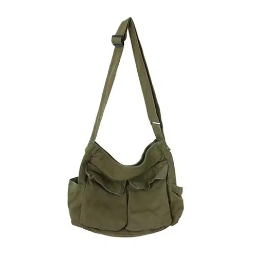 Workwear Canvas Umhängetasche Große Kapazität Retro Messenger Bag New Student Class Messenger Bag, Grün Workwear Canvas Umhängetasche Große Kapazität Retro Messenger Bag New Student Class Messenger Bag, Grün von Penjury