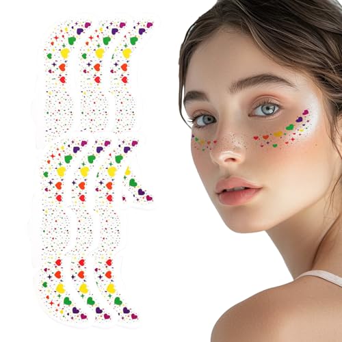 Penlimly Sternen-Glitzer- Wasserdichte Makeup Aufkleber | Langhaftende Stern- und Herz-Glitzerfrecken für Festivals Konzerte Bühnenauftritte mit fester Haftung von Penlimly