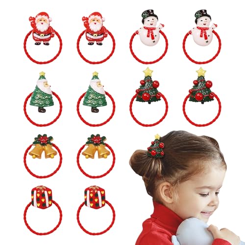 Penlimly Weihnachtliche Haaraccessoires | 12 Stücke Haarbänder Mit Elastischen Zopfhaltern,Festliche Accessoires Für Frauen Kinder Familien Töchter Freunde von Penlimly