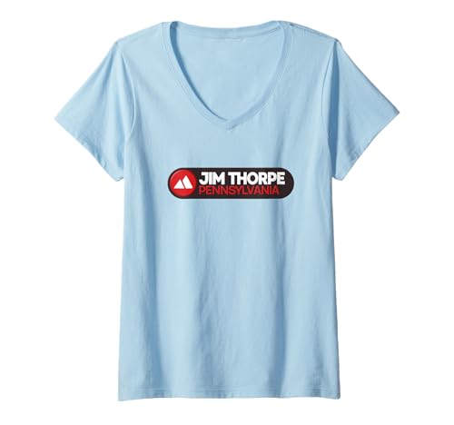Damen Jim Thorpe Logo-Emblem – Jim Thorpe Pennsylvania T-Shirt mit V-Ausschnitt Damen Jim Thorpe Logo-Emblem – Jim Thorpe Pennsylvania T-Shirt mit V-Ausschnitt von Pennsylvania Adventure Gear