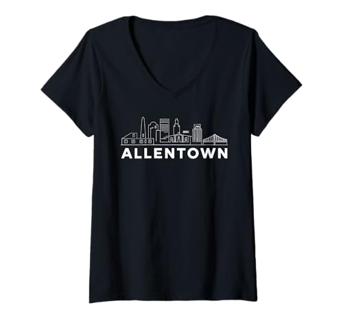 Damen Skyline von Allentown T-Shirt mit V-Ausschnitt Damen Skyline von Allentown T-Shirt mit V-Ausschnitt von Pennsylvania Allentown Town