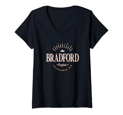 Damen Bradford Pennsylvania Modern - Bradford PA T-Shirt mit V-Ausschnitt von Pennsylvania Contemporary Designs