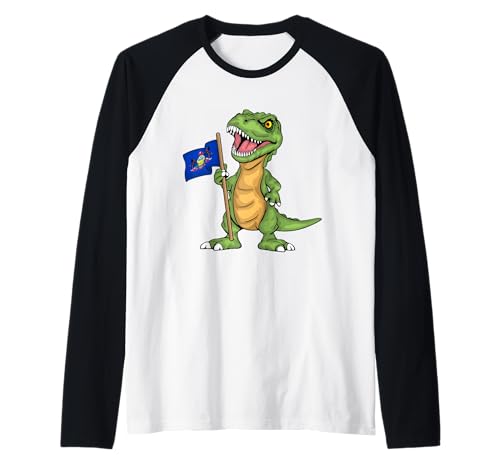 Pennsylvania Lover Kinder Dinosaurier Liebhaber USA Pennsylvania Flagge Raglan von Pennsylvania Gifts For Men & Women