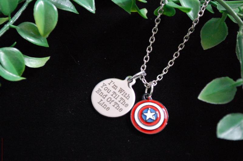 Captain America Ich Bin Bei Ihnen Bis Zum Ende Der Linie Halskette Geschenk Captain America Ich Bin Bei Ihnen Bis Zum Ende Der Linie Halskette Geschenk von PennyBlackDesigns