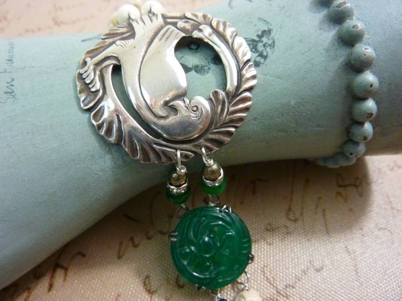 Turtle Dove Vintage Antikes Sterling Armband von PennysCastle