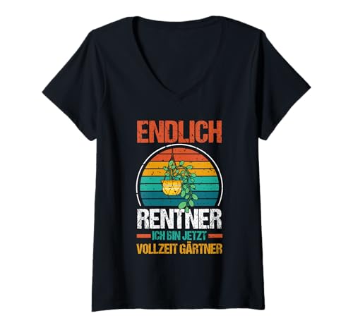 Damen Garten Rente Rentner Ruhestand Gärtner T-Shirt mit V-Ausschnitt von Pension Gartenfreunde Senioren Hobbygärtner
