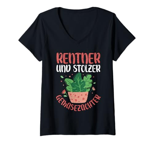 Damen Garten Rente Rentner Ruhestand Gärtner T-Shirt mit V-Ausschnitt von Pension Gartenfreunde Senioren Hobbygärtner
