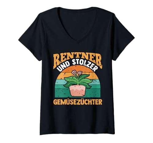 Damen Garten Rente Rentner Ruhestand Gärtner T-Shirt mit V-Ausschnitt von Pension Gartenfreunde Senioren Hobbygärtner