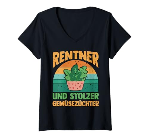 Damen Garten Rente Rentner Ruhestand Gärtner T-Shirt mit V-Ausschnitt von Pension Gartenfreunde Senioren Hobbygärtner
