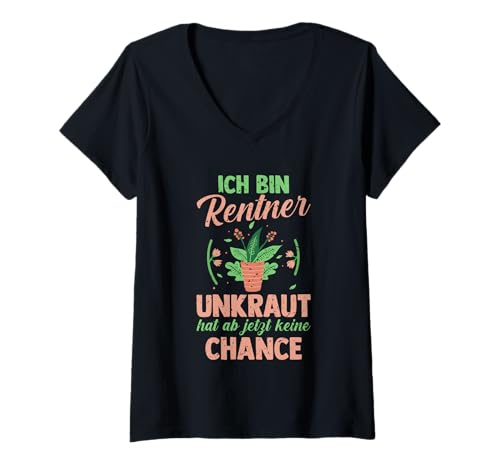 Damen Garten Rente Rentner Ruhestand Gärtner T-Shirt mit V-Ausschnitt von Pension Gartenfreunde Senioren Hobbygärtner