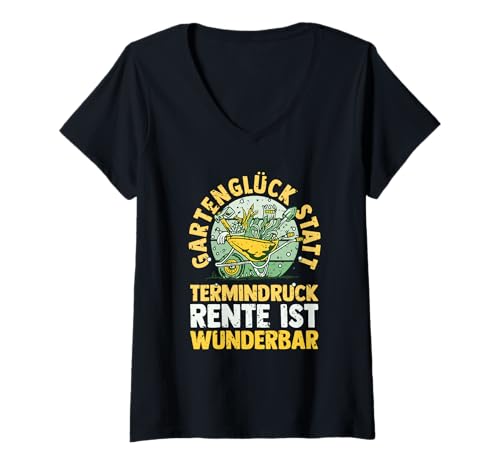 Damen Garten Rente Rentner Ruhestand Gärtner T-Shirt mit V-Ausschnitt von Pension Gartenfreunde Senioren Hobbygärtner