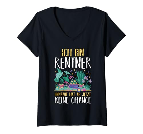 Damen Garten Rente Rentner Ruhestand Gärtner T-Shirt mit V-Ausschnitt von Pension Gartenfreunde Senioren Hobbygärtner