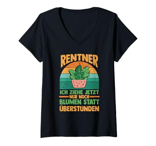 Damen Garten Rente Rentner Ruhestand Gärtner T-Shirt mit V-Ausschnitt von Pension Gartenfreunde Senioren Hobbygärtner