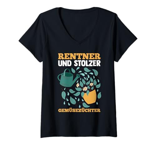 Damen Garten Rente Rentner Ruhestand Gärtner T-Shirt mit V-Ausschnitt von Pension Gartenfreunde Senioren Hobbygärtner