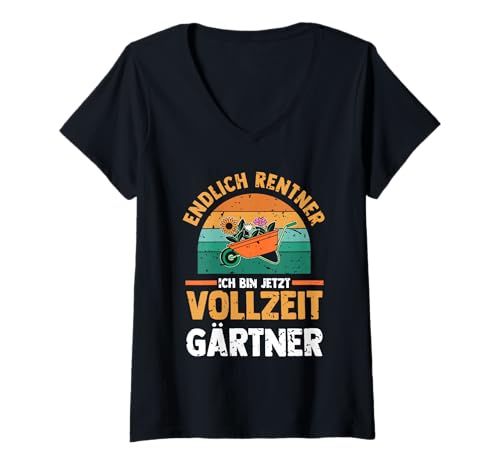 Damen Garten Rente Rentner Ruhestand Gärtner T-Shirt mit V-Ausschnitt von Pension Gartenfreunde Senioren Hobbygärtner