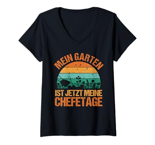 Damen Garten Rente Rentner Ruhestand Gärtner T-Shirt mit V-Ausschnitt von Pension Gartenfreunde Senioren Hobbygärtner