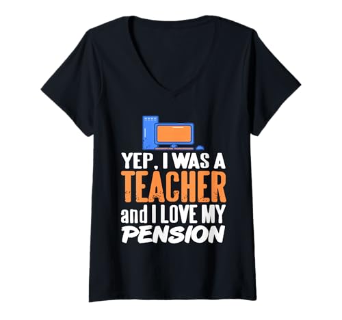 Damen Ja Ich War Lehrer Und Liebe Meine Rente T-Shirt mit V-Ausschnitt Damen Ja Ich War Lehrer Und Liebe Meine Rente T-Shirt mit V-Ausschnitt von Pensionierter Lehrer Mit Stolzer Botschaft