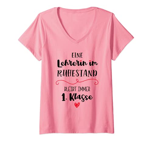 Damen Pädagogin Abschied Pension Ruhestand pensionierte Lehrerin T-Shirt mit V-Ausschnitt von Pensionierter Lehrer schönes Abschieds Geschenk