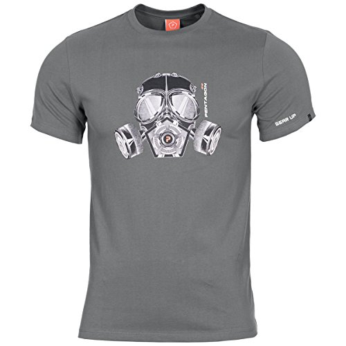 Pentagon T-Shirt Gas-Mask Wolf Grey, Grau, 2XL von Pentagon