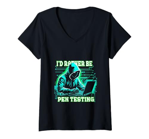 Damen Penetration Tester Pentesting I'd Rather be Pen Testing T-Shirt mit V-Ausschnitt von Pentester Pentesting Stifttester