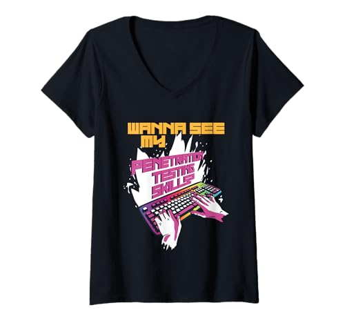Damen Penetration Tester Pentesting Pen Tester T-Shirt mit V-Ausschnitt von Pentester Pentesting Stifttester
