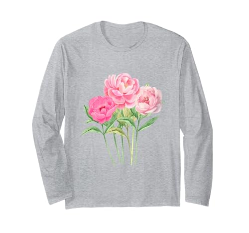 Pfingstrosenblume – Blumenstrauß aus Pfingstrosen für Damen und Mädchen Langarmshirt von Peonies Flowers designs