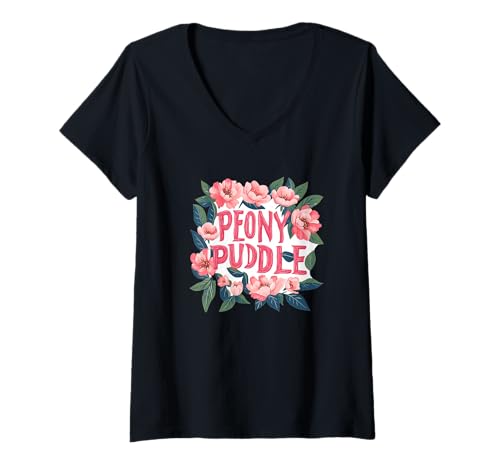 Damen Schöne Pfingstrosenblume mit lustigem Spruch Kostüm T-Shirt mit V-Ausschnitt von Peony Flower Outfit