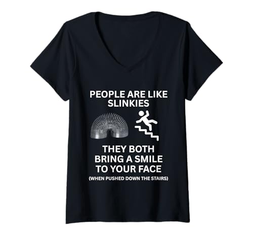 Damen People Are Like Slinkies Snarky Fun Sarcastic Spruchspiel T-Shirt mit V-Ausschnitt Damen People Are Like Slinkies Snarky Fun Sarcastic Spruchspiel T-Shirt mit V-Ausschnitt von People Are Like Slinkies Snarky Fun Puns